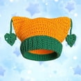 thumbnail image 2 of AJGRHE Cat Ear Beanie Y2K Hat, Star Cat Ear Cap For Adults Warm Hand Crocheted Ear Striped Wool Ear Cap Orange One Size, 2 of 3