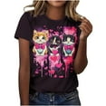 thumbnail image 6 of 2026 Valentines Heart & Kitten Print Women's Round Neck Short Sleeve Top Cuddly Cute Outfits Whisker-kiss Romance Tees Purr-fect Affection Clothing Love Tees Romance Heart Daily Tee Tops, 6 of 6