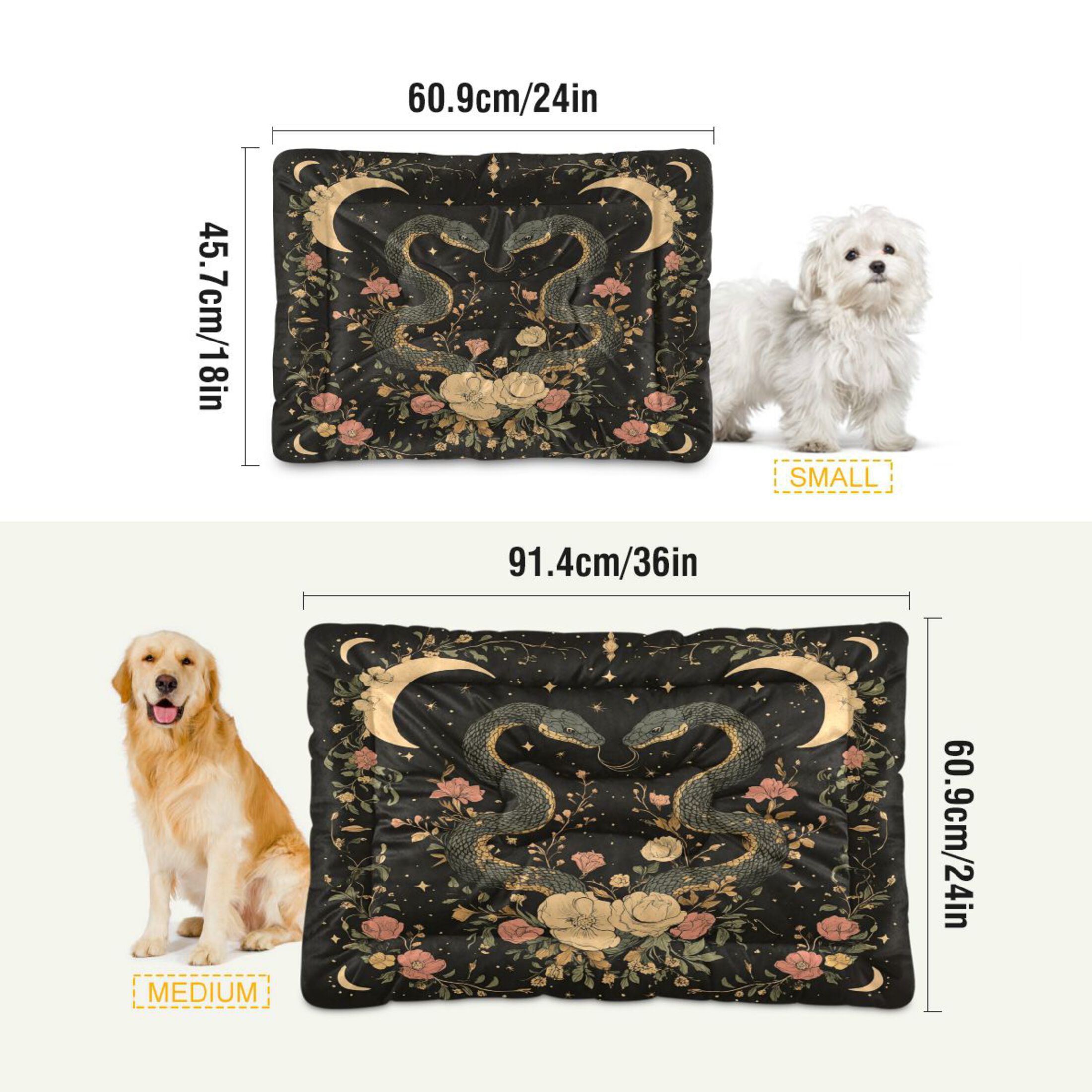 Qxltty Snakes Entwining Vines Ped Pad Wear-resistant and Hard to Bite Through Sleeping Pad for Small Medium Large Dogs Winter Pet Bed 36×24in
