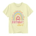 thumbnail image 2 of Frnrwgo Girls Birthday T-shirts Short Sleeves Blouse Crewneck Birthday Graphic Summer Kids Tee Tops 2-15 Years, Yellow, 2 of 5
