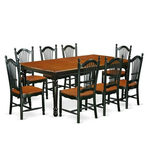 East West Furniture DOVE9-BCH-W 9 Piece Kitchen Tables & Chair set, Black & Cherry
