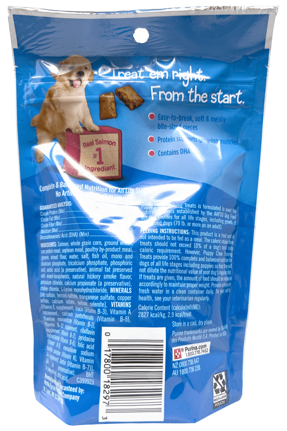 Purina Puppy Chow Salmon Training Treats Sm. Bag - 3 Pack | MerlinsMart Zine, Percy Loves Pal Furresher, & Dog Toy