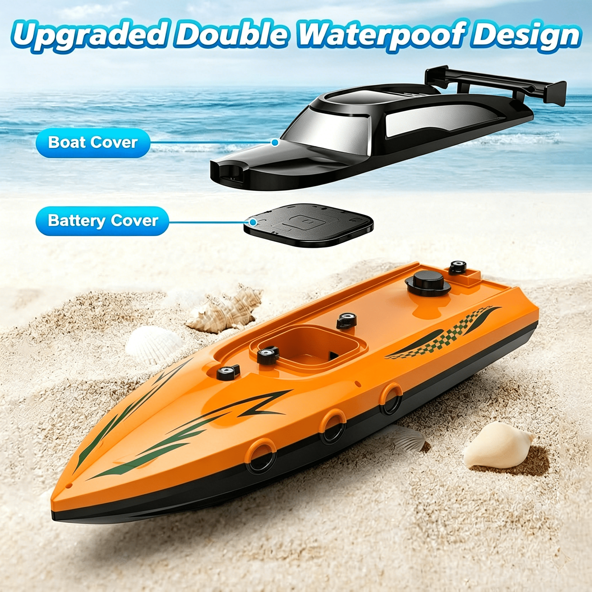 Tigozz RC Boat, 2.4GHz High Speed Remote Control Boat for Pools and Lakes, 12MPH Fast Racing Boat for Kids & Adults