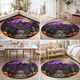 thumbnail image 3 of Round Rugs 3Ft, Halloween Round Area Rug Washable Indoor Throw Carpet, Spooky Pumpkins Ghost Castle Vintage Moonlight Small Non Slip Circle Rug for Bedroom Living Room Home Decor Aesthetic, 3 of 7