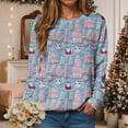 thumbnail image 2 of mgoYE Christmas Tshirts Women Christmas Sweatshirts for Women Long Sleeve Shirt Graphic Tees Fall Pullover Tops(Light Blue,XL), 2 of 6