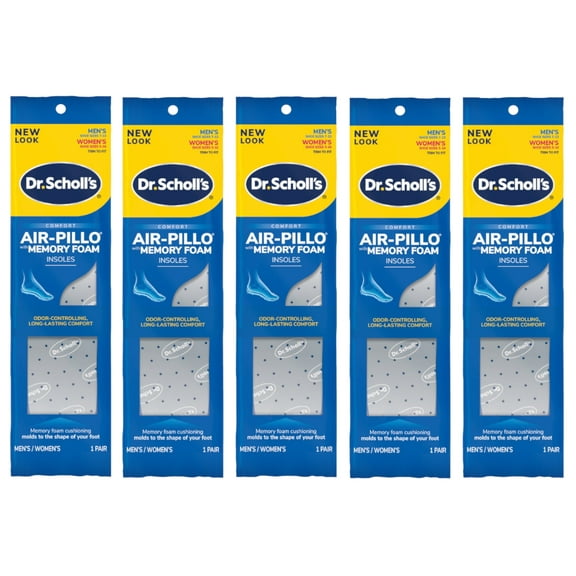 Dr. Scholl's Double Air Pillo Insole Extra Thick Cushioning, Unisex, 5-Pack