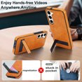 thumbnail image 3 of Allytech Case for Samsung Galaxy S23, Hidden Kickstand PU Leather [Compatible with MagSafe] Case, [Anti-Drop & Shockproof] Ultra Slim Retro Protective Case for Women Men - Khaki, 3 of 8