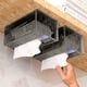 thumbnail image 5 of Caja De Almacenamiento De Plástico 1 unidad de soporte para caja de pañuelos de pared gris con cubierta transparente adhesiva no destructiva para baño,cocina y sala de estar. Rkxzt, 5 of 8