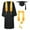 Black, variant on 2025 Graduation Cap And Gown Set, 5-Piece American Woven Graduation Outfit With Hat Tassel Pendant Honor Cord Graduation Stoles, Navy Blue For High School College Bachelor