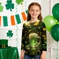 thumbnail image 3 of Tauxra Chandail de la Saint-Patrick pour Adultes, T-Shirt à Manches 3/4 Imprimé Col Rond, T-Shirt Graphique Trèfle Décontracté à Manches Longues pour Activités Festives, 3 of 6
