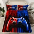 thumbnail image 3 of Feelyou Futuristic Gamepad Boys Twin Sheet Sets, Fashion Red Blue Honeycomb Twin Fitted Sheet, Modern Video Game Flat Sheet, Ultra Soft Bedroom Decor, 3 Pieces, 3 of 8