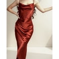 thumbnail image 1 of Vestido de satén sexy y elegante con abertura y escote bajo, 1 of 7