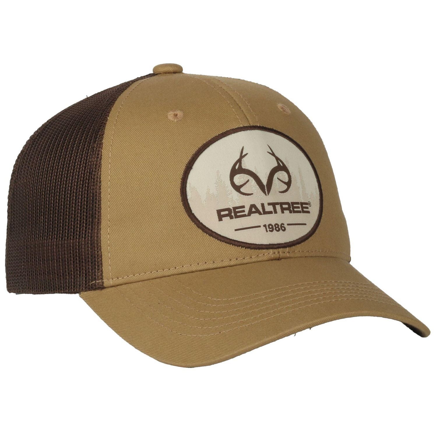 Chapeau Realtree® avec patch d'étiquette tissé, en vieil or et marron, taille unique pour adulte réglable