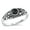 Black Simulated Onyx, variant on CHOOSE YOUR COLOR Bali Flower Simulated Turquoise Ring .925 Sterling Silver Band Blue CZ Female Size 9