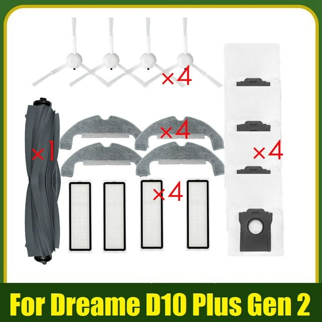 Cepillo de Goma para D10 Plus Gen 2 RLD32GD, Repuestos, Accesorios, 4 Cepillos Laterales, Filtro HEPA, Paño de Fregona, Bolsa para Polvo.