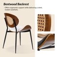 thumbnail image 2 of Rattan Dining Chairs Set of 4 Faux Leather Side Chair Mid-Century Metal Legs Home Kitchen Restaurant Beige, 2 of 7