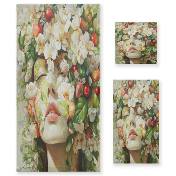 Three-Piece Towel Set Face Towel Towel Set Hand Towel Bath Towel Cotton Bath Towels Bath Towel Sets Hand Bath Towels Floral Beauty