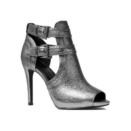 Michael Michael Kors Blaze Metallic Leather Open-Toe, Anthracite, Size (The Best Anthracite Media Size For Water Filtration)