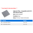thumbnail image 2 of API Cabin Air Filters fits 2019 - 2022 Nissan Altima Cabin Air Filter with Carbon Activated, 2 of 2