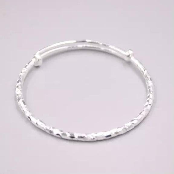 HOOUN Pure S999 Sterling Silver Bangle Women Carved Twill Twist Adjust Bracelet