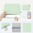 thumbnail image 4 of Mosiso Laptop Sleeve for MacBook Air 15 inch M3 A3114 M2 A2941 Lenovo Dell HP Asus Acer, Protective Neoprene Notebook Bag with Small Case, Honeydew Green, 4 of 5