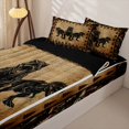 thumbnail image 3 of Metsweet Vintage Dino T-Rex Zipper Twin Comforter Sets with Fitted Sheet and 2 Pillowcases, Rustic Animal Zipper Bedding Set, Brown Black,4-Piece,Black Reversible, 3 of 6