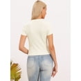 thumbnail image 3 of DARING DIVA Women's Short Sleeve Crew Neck Button Down Knitted Tshirts XS White, 3 of 6
