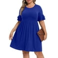 thumbnail image 2 of Cueply Women's Plus Size Dress Casual Summer Short Sleeve Crew Neck Loose Midi Dresses T-Shirt Swing Dress, 2 of 5