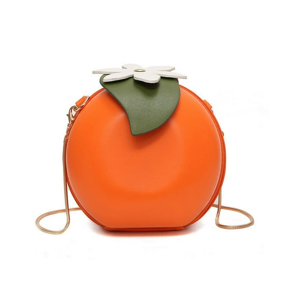 Funny Cute Fruit Orange Shape Crossbody Bag Creative PU Leather Chain Shoulder Purses Women's Handbag