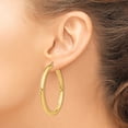 thumbnail image 3 of Primal Gold 14K Yellow Gold 4mm Lightweight Tube Hoop Earrings, 3 of 4