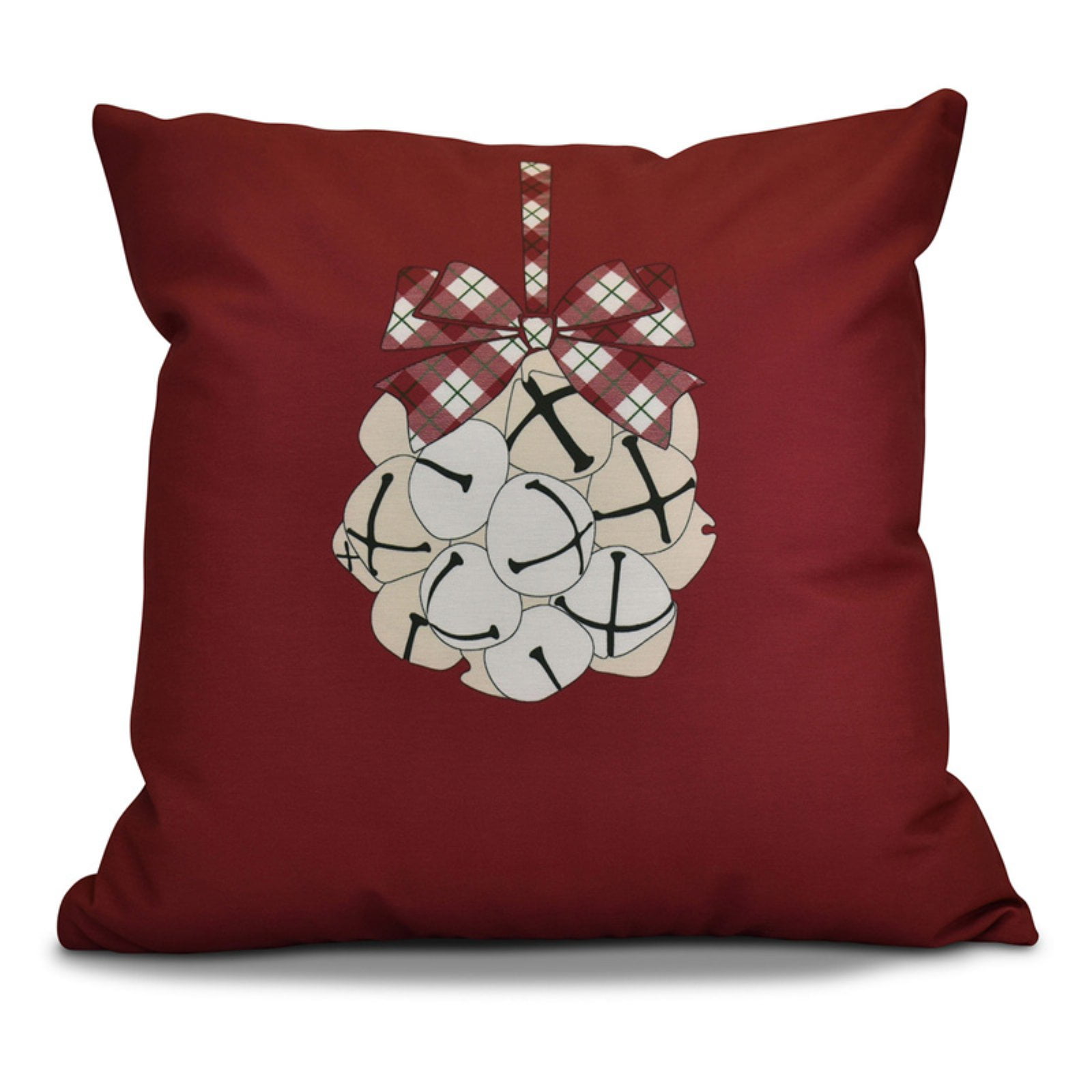 Simply Daisy Jingle Bells Geometric Print Outdoor Pillow