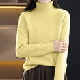 thumbnail image 2 of VISALY Turtleneck Knit Sweaters Mock Neck Sweater Lightweight Knit Sweaters for Women Seamless Sweater Knitted Pullover Cropped Sweater 2025 Fashion Half Turtleneck Soft Warm Cozy Yellow 3XL, 2 of 6