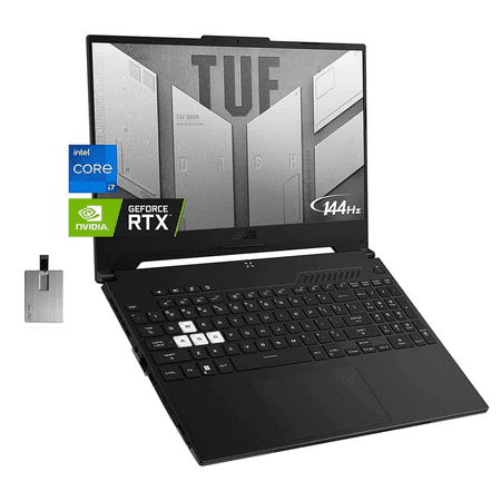 2022 ASUS TUF DASH 15.6" 144Hz Gaming Laptop, Intel 12th Core i7-12650H, 64GB DDR5 RAM, 4TB PCIe SSD, NVIDIA GeForce RTX 3070 8GB, Backlit Keyboard, Win 11 Pro, Black, 32GB Snowbell USB Card