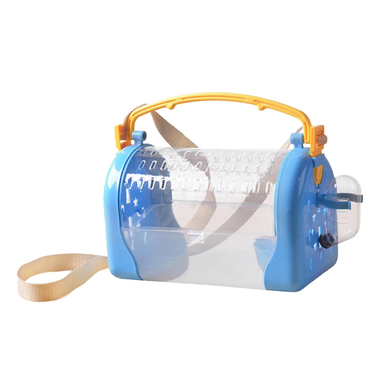 Hamster Carrier Cage Guinea Pig Travel Transport Dwarf Hamster Portable with Water Bottle Food Bowl for Chinchilla Gerbil Hedgehog Outdoor Blue