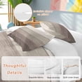 thumbnail image 2 of 3 Piece Brown Beige Ombre Duvet Cover Set Twin Size, Microfiber Comforter/Quilt Cover with Corner Ties and 2 Pillowcases, Farmhouse Vintage Wooden Striped All Season Soft Bedding with Zipper Closure, 2 of 8