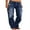 Dark Blue, variant on Qmyliery Women Men Denim Pants Casual Ripped Loose Straight Leg Jeans Trousers Trendy Bottoms for Streetwear