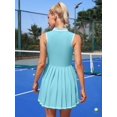 thumbnail image 2 of ATTRACO Robe de Tennis pour Femmes, Robe Polo Côtelée de Golf à Demi-Glissière, Robe d'Entraînement Plissée avec Short et Soutien-Gorge Intégrés, 2 of 8