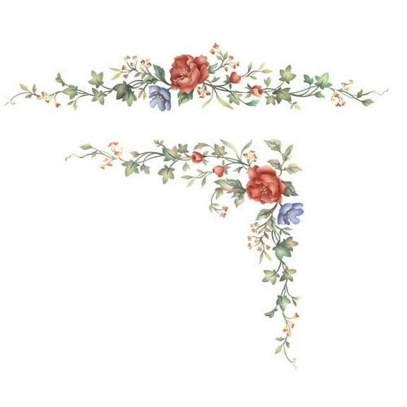 The Mad Stencilist Long or Corner Floral Wall Stencil; TMS604