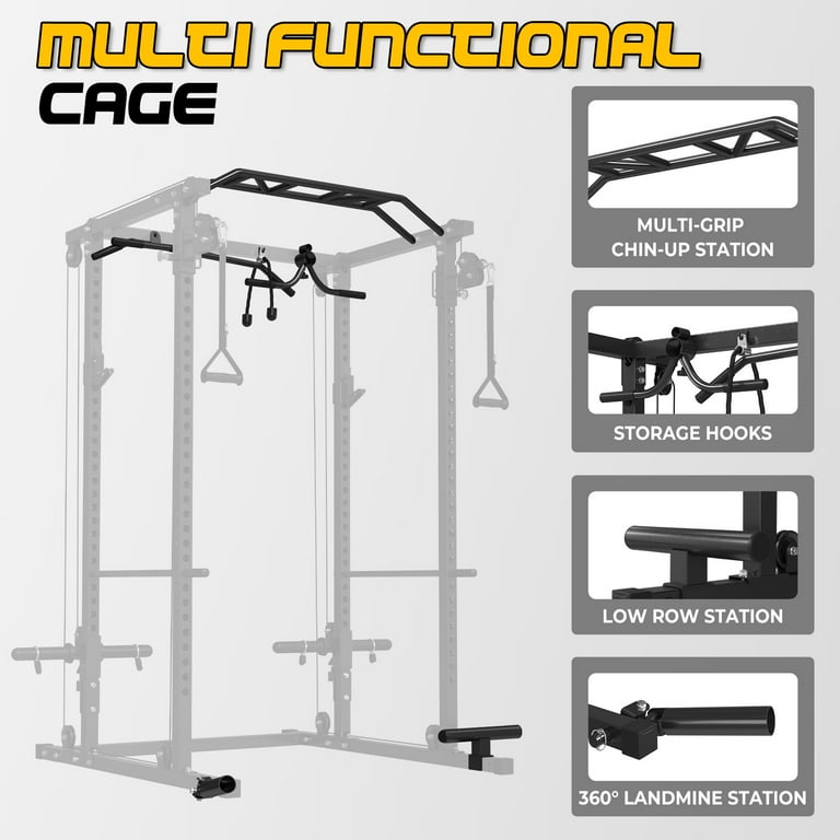 2000lb Capacity Squat Rack Power Cage Power Rack Multi-Function Squat ...