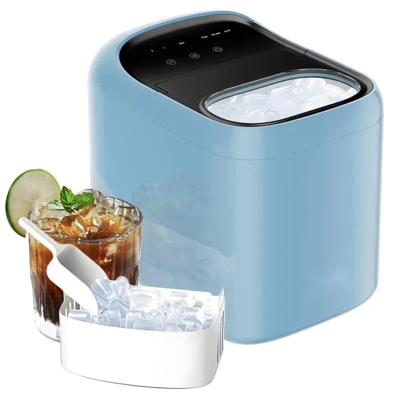 Countertop Ice Maker, Portable Ice Machine, Self-Cleaning, Basket and Scoop, 6mins Quicklce Making, 33lbs/24Hrs,2 Sizes of Bullet Ice,for Home,Kitchen,Party,Green