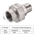 thumbnail image 3 of Unique Bargains 1/2PT Filetage Mâle x G1/2 Femelle Raccord de Tuyau à Tête Hexagonale en Acier Inoxydable 304, 3 of 5