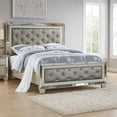 thumbnail image 6 of Benjara Reva California King Bed with Mirror Inlay-Upholstered Gray Faux Leather, 6 of 8