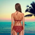 thumbnail image 5 of Womens Sexy Swimwear Red Plaid Christmas Tree Snow 2 Pcs Push-up Halter Tie Swimsuit/Bathing/Bikini Set, Small, 5 of 6