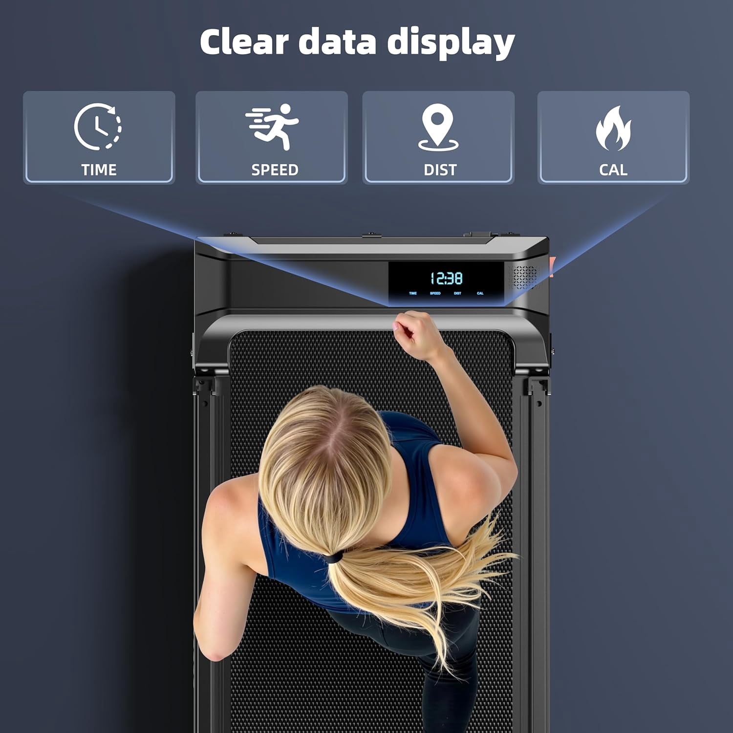 Walking Pad Treadmill for Home - Folding Treadmills with Handle Bar Portable Compact Fold up Indoor Foldable Handles Electric Walk Pads Small Spaces Mini Running Quiet Under Bed Office
