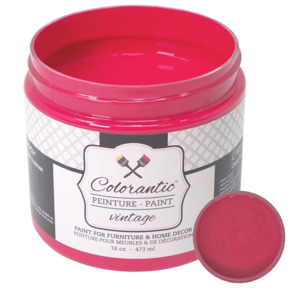 Colorantic | RASPBERRY Chalk Paint Based for Furniture DIY - Multi-Surface All-in-One Craft Paint | RED-PINK COLOR Home Decor Painting - 16 oz