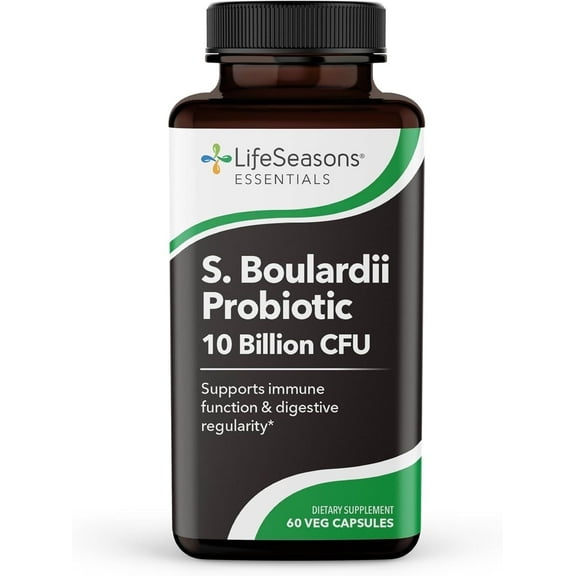 LifeSeasons Essentials S. Boulardii Probiotic - Supports Immune Function & Digestive Regularity - Promotes A Healthy Gut & Stronger Intestinal Lining - Eases Digestion - Saccharomyces - 60 Capsules