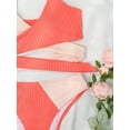 thumbnail image 4 of Women Sexy Wrap Bikini Swwimsuit Sets Criss-Cross Color Block Tie Back Top Cutout Thong Bathing Suit 2 Piece, 4 of 5