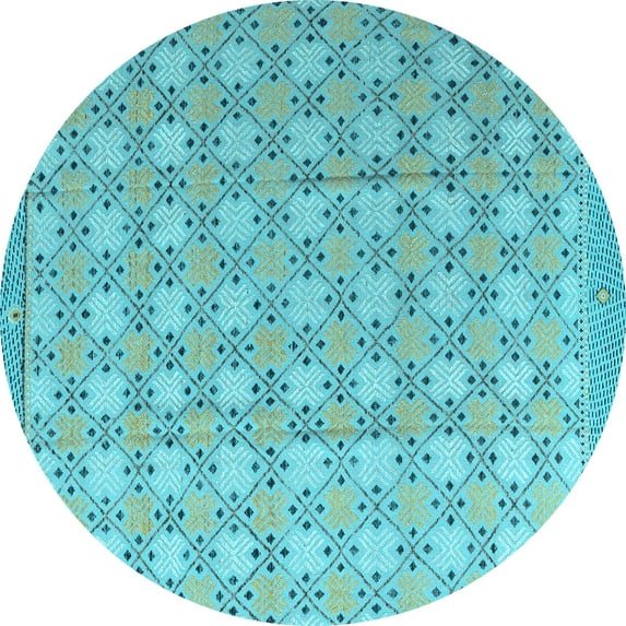 Ahgly Company Indoor Round Abstract Light Blue Modern Area Rugs, 6' Round
