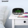 Sharp Alarm Clock with Electric Dual Fast Charge USB Ports and Battery