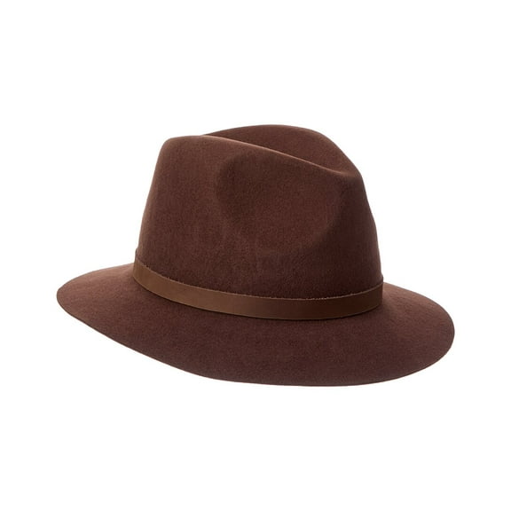 Bruno Magli Leather Band Wool Fedora, os, Brown